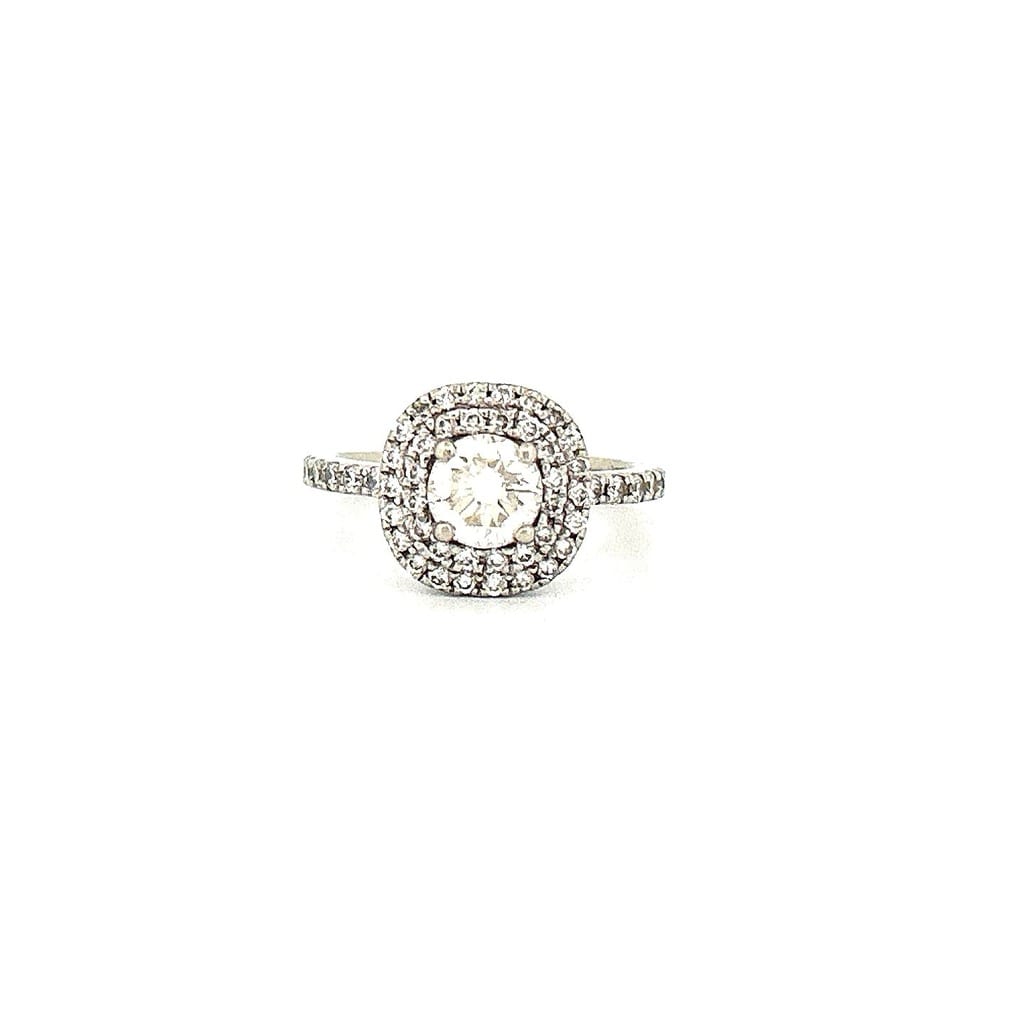 14K White Gold 1.0 ctw Diamond Ring Sz 3.5 1