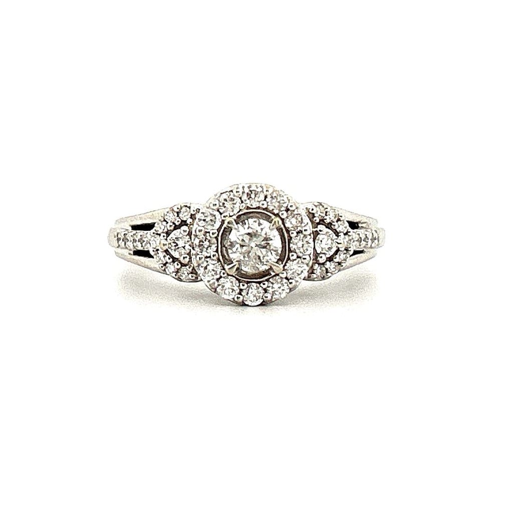 14K White Gold Diamond Cluster Ring Sz 4 1