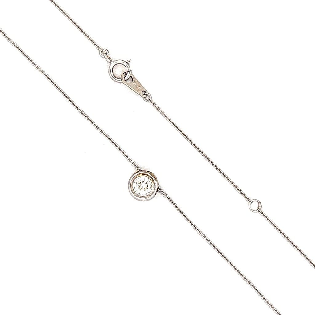 14K White Gold 0.20 ctw Diamond Pendant with Platinum Chain 16.5- 18" 1