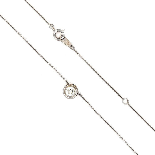 14K White Gold 0.20 ctw Diamond Pendant with Platinum Chain 16.5- 18" 1