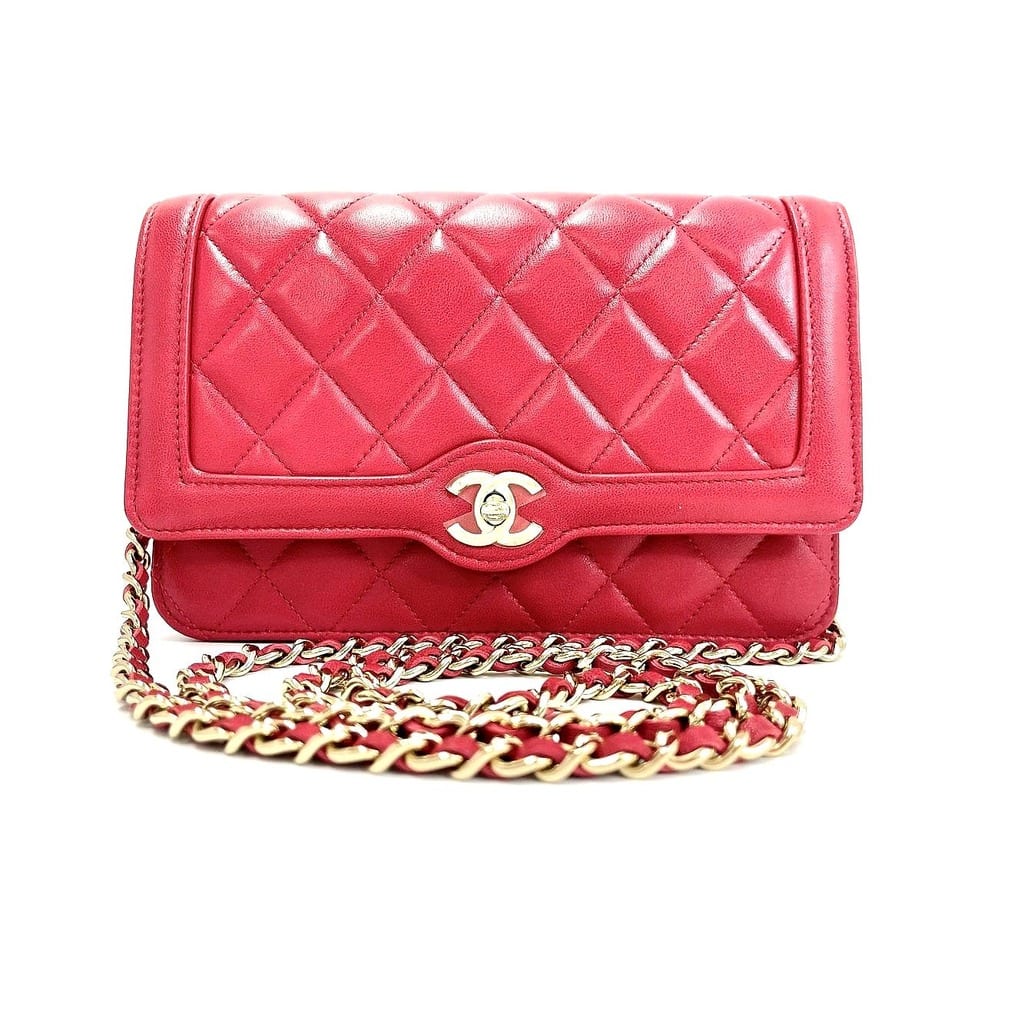 Chanel Hold The Line Lambskin Wallet on Chain  Red with gold-tone hardware Excellent 1