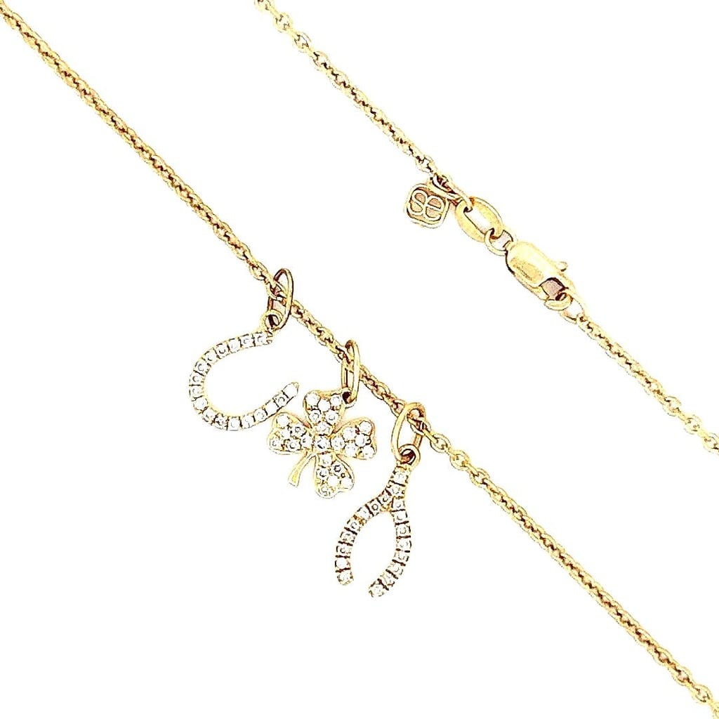 14K Yellow Gold Diamond Charm Necklace .33 ctw 1