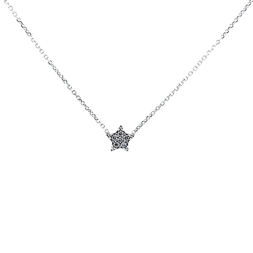14K White Gold 0.06 ctw Diamond Star Necklace 16" 1