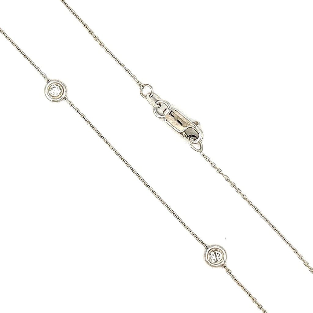 14K White Gold 0.80 ctw Bezel Set Diamonds by the Yard Necklace 21" 1