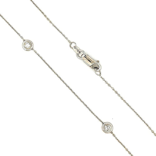 14K White Gold 0.80 ctw Bezel Set Diamonds by the Yard Necklace 21" 1