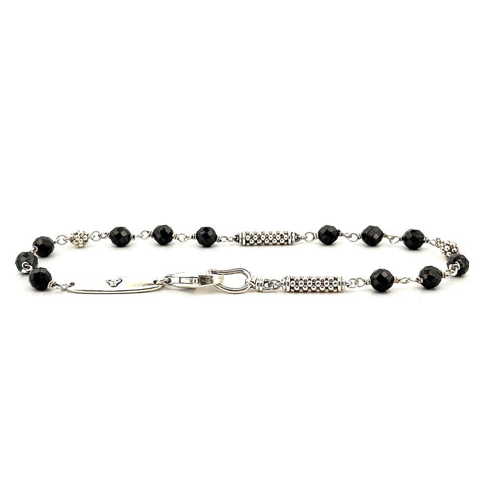 925 LAGOS Caviar Icon Sterling Silver Black Ceramic Beaded Bracelet 7.5" 1