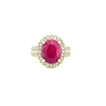 14K Yellow Gold Ruby & 0.33ctw Diamond Ring size 7 1