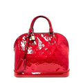 Louis Vuitton Alma MM Red Monogram Vernis Patent Leather Bag w/ Lock & Keys 1