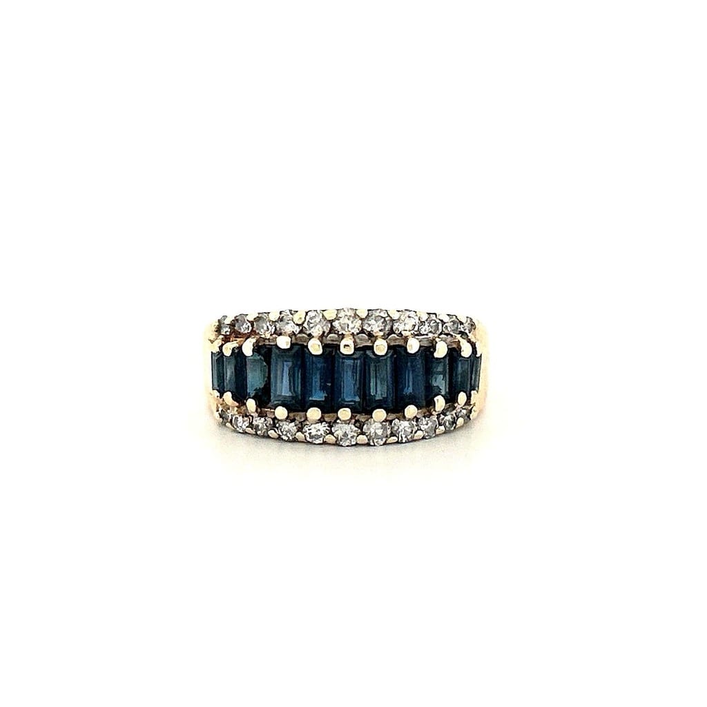 14K Yellow Gold Sapphire & 0.44ctw Diamond Ring Sz 6 1