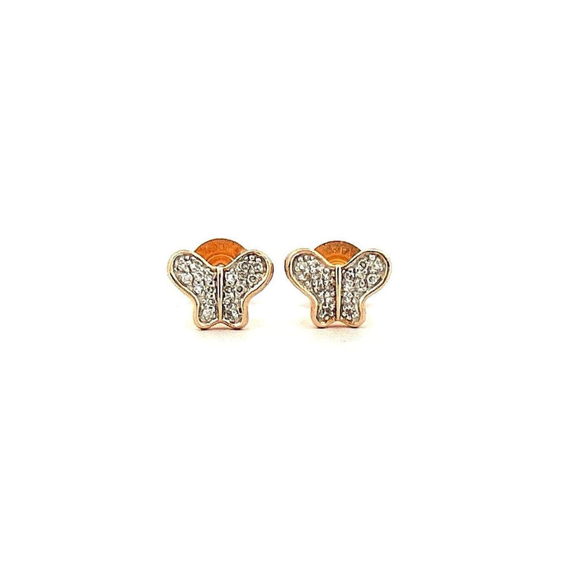 14K Rose Gold 0.18 ctw Diamond Butterfly Stud Earrings 1