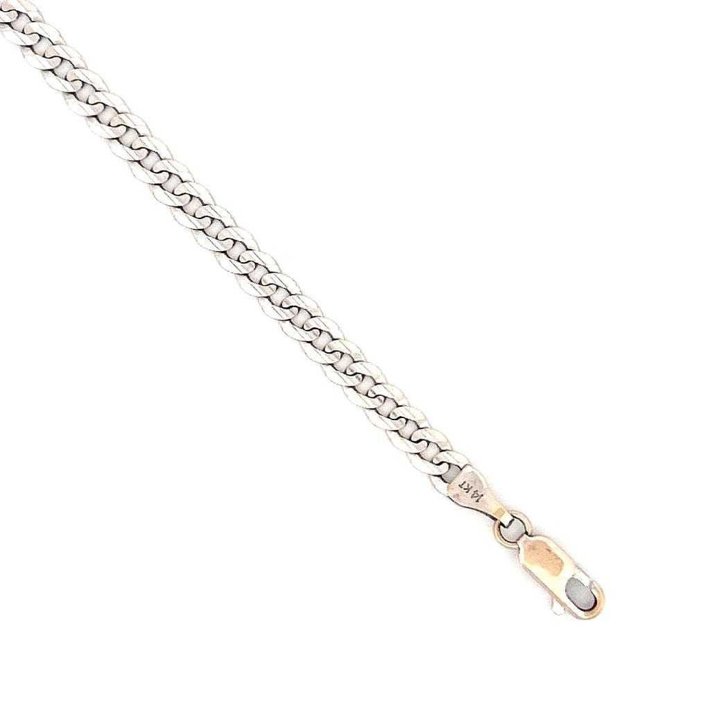 14K White Gold Curb Bracelet 7.25": 2