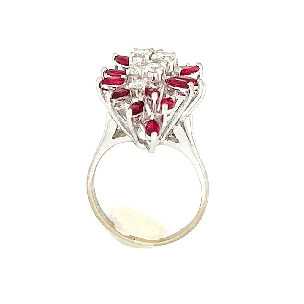 Vintage 14K White Gold 0.55 ctw Diamond and Ruby Ring Sz 7 2