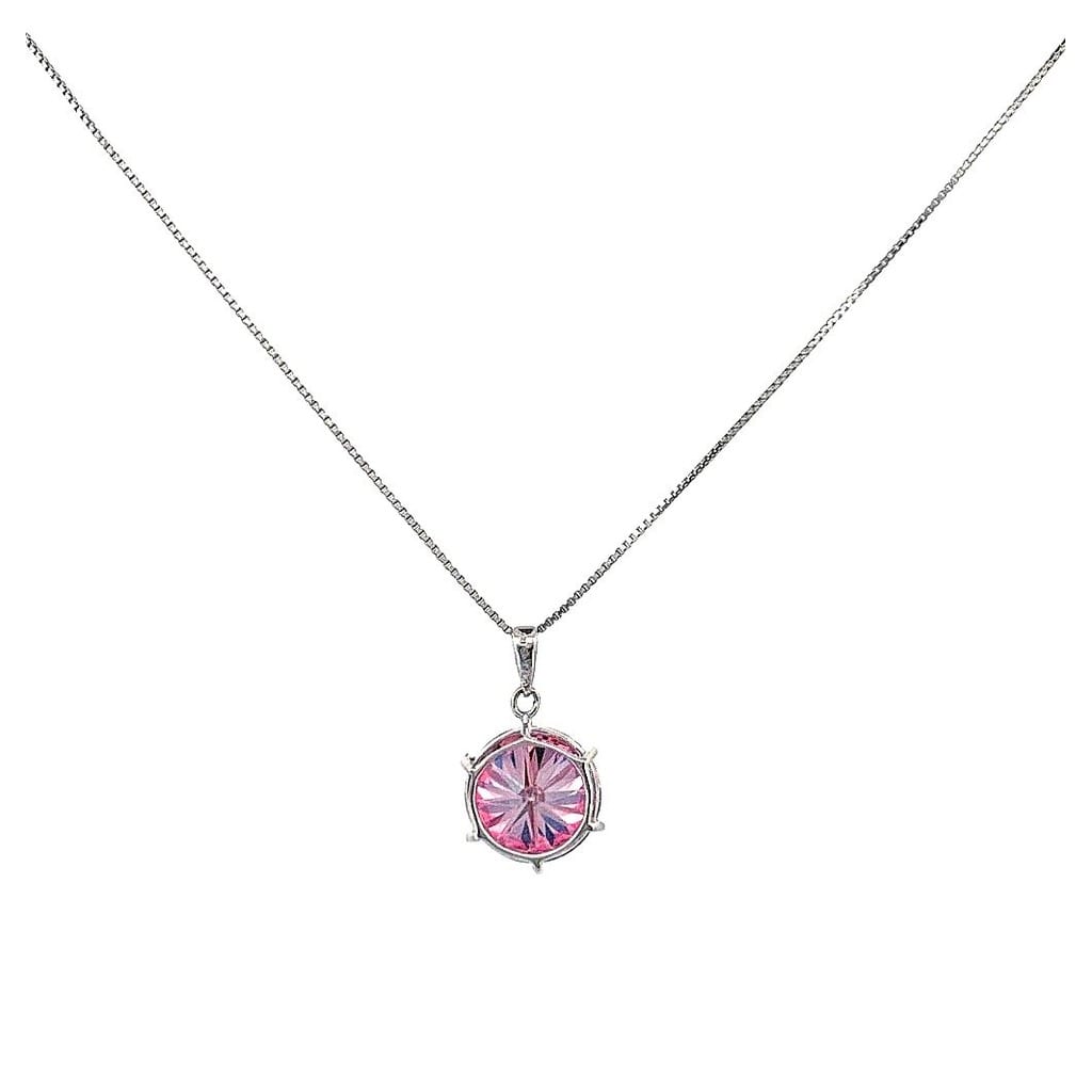 18K White Gold Pink Moissanite Adjustable Necklace 2