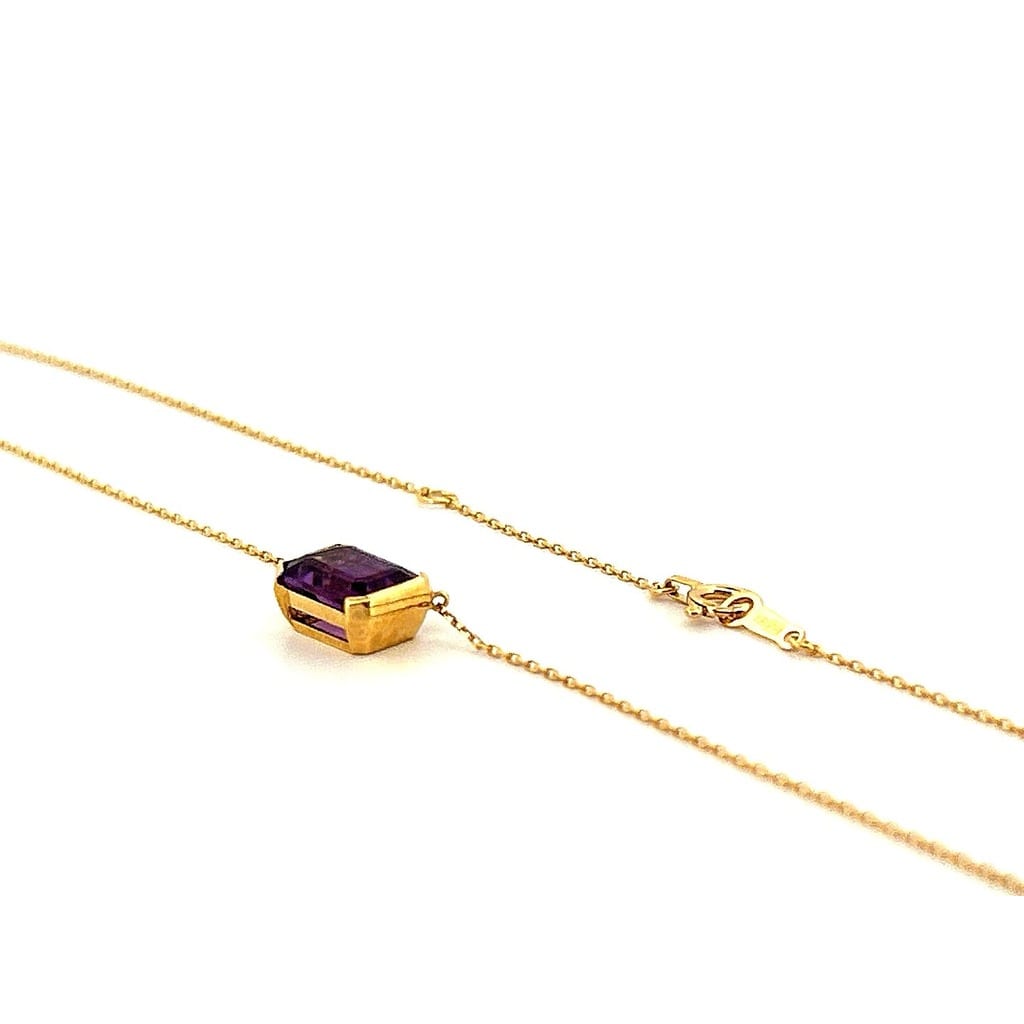 18K Yellow Gold Amethyst Necklace 17 in 2