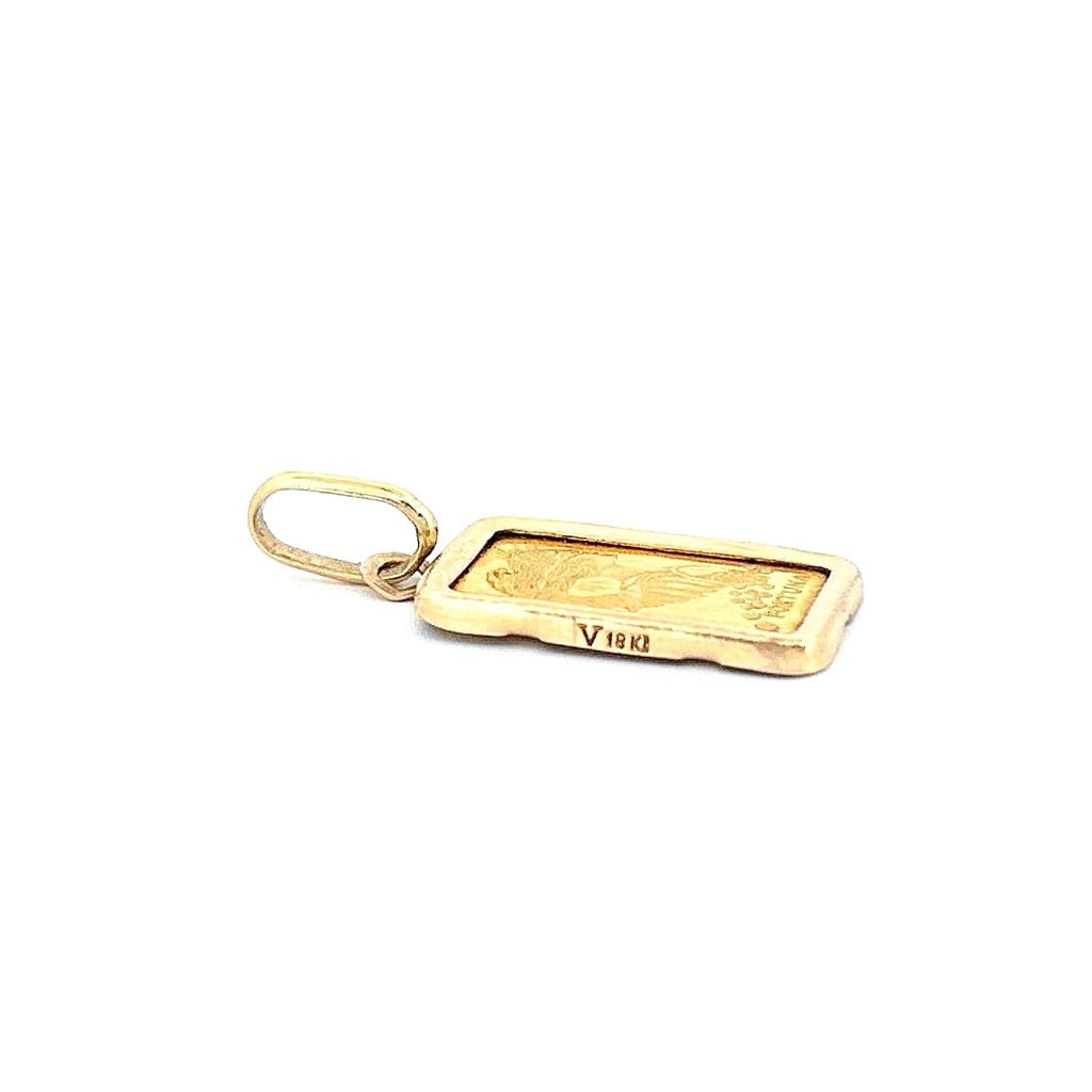 Fortuna 999.9 Fine Gold Bar Pendant in 18K Bezel 2