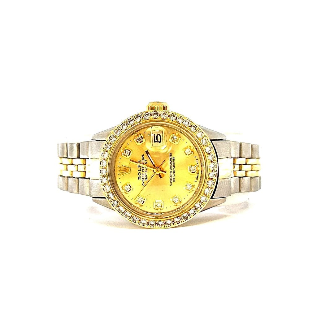 Vintage Rolex Ladies Datejust Ref 6517 Champagne T/T with Diamond Bezel 2