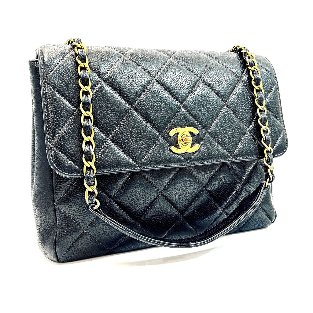 Chanel CC Square Flap Bag Black Caviar Leather 2