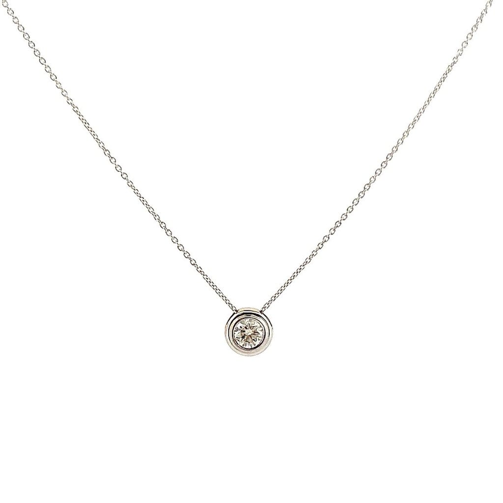 14K White Gold 0.20 ctw Diamond Pendant with Platinum Chain 16.5- 18" 2