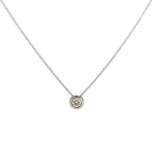14K White Gold 0.20 ctw Diamond Pendant with Platinum Chain 16.5- 18" 2