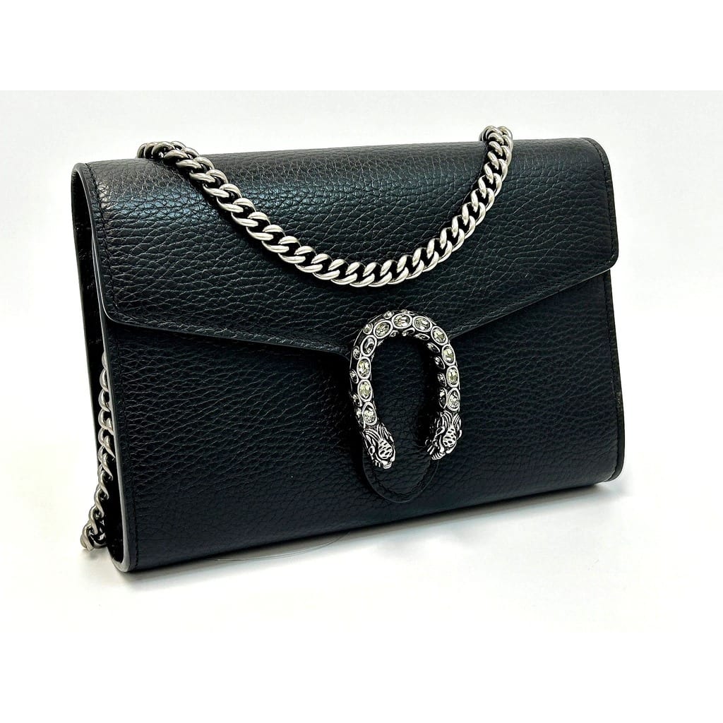Gucci Calfskin Mini Dionysus Chain Wallet Black Good 2