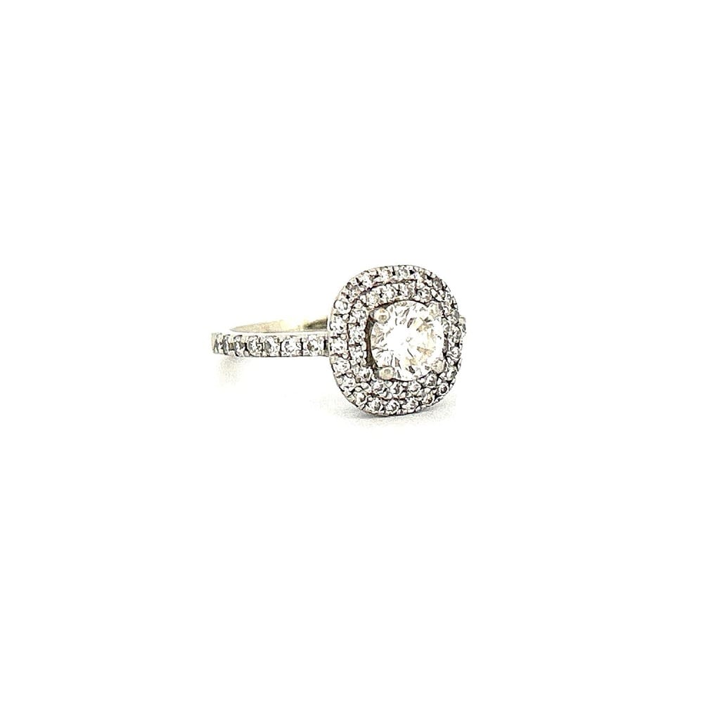 14K White Gold 1.0 ctw Diamond Ring Sz 3.5 2