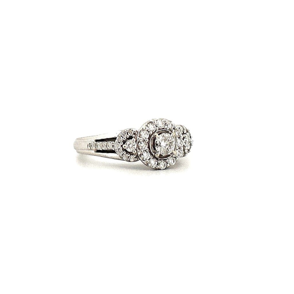 14K White Gold Diamond Cluster Ring Sz 4 2