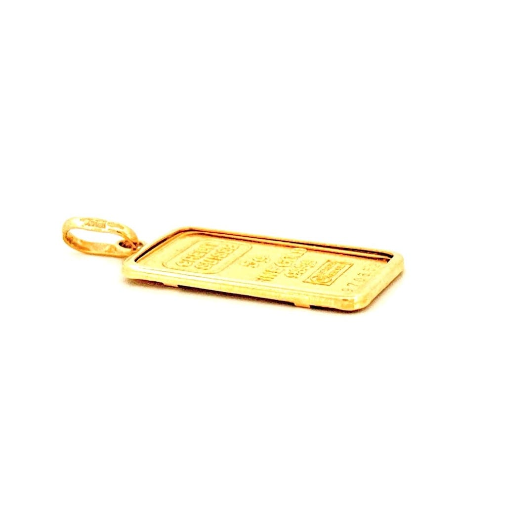 24K Yellow Gold Bar w/ 14K Yellow Gold Bezel 2