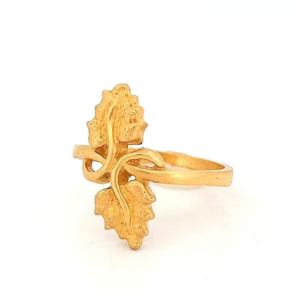 22K Yellow Gold Double Leaf Ring 2