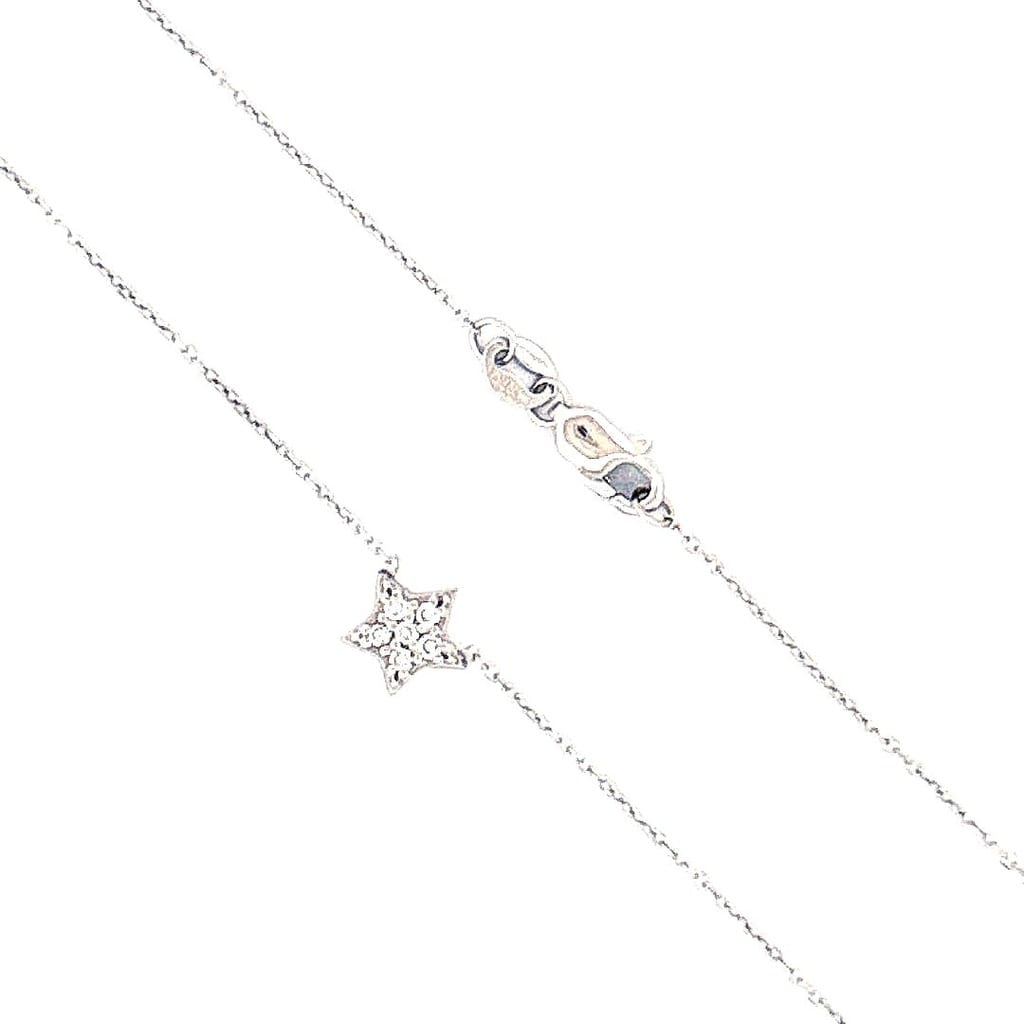 14K White Gold 0.06 ctw Diamond Star Necklace 16" 2