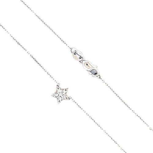 14K White Gold 0.06 ctw Diamond Star Necklace 16" 2