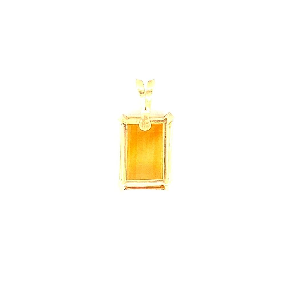 14K Yellow Gold Emerald Cut Citrine Pendant 2