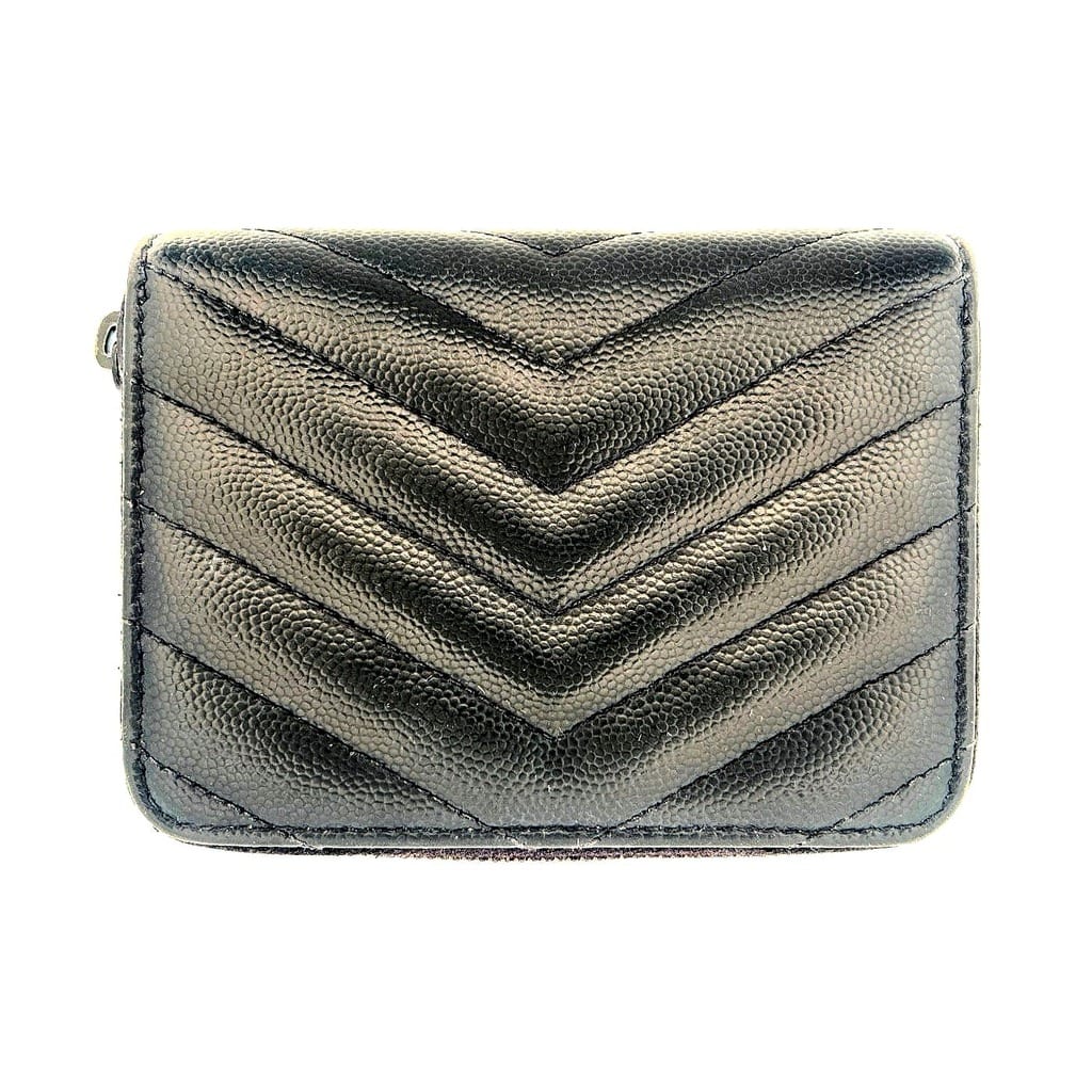 YSL Saint Laurent Cassandre Matelassé Wallet in Grain De Poudre Embossed Leather Black 2