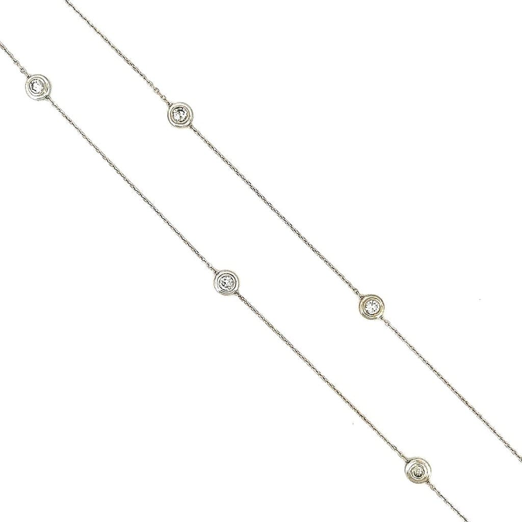 14K White Gold 0.80 ctw Bezel Set Diamonds by the Yard Necklace 21" 2