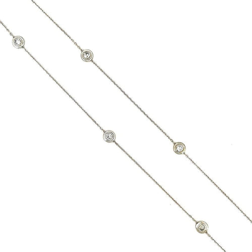 14K White Gold 0.80 ctw Bezel Set Diamonds by the Yard Necklace 21" 2
