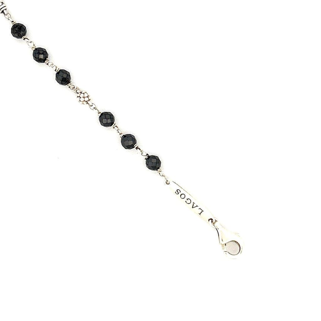 925 LAGOS Caviar Icon Sterling Silver Black Ceramic Beaded Bracelet 7.5" 2