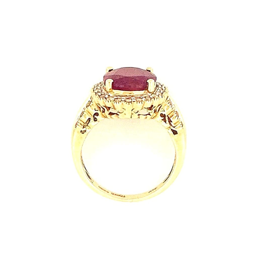 14K Yellow Gold Ruby & 0.33ctw Diamond Ring size 7 2