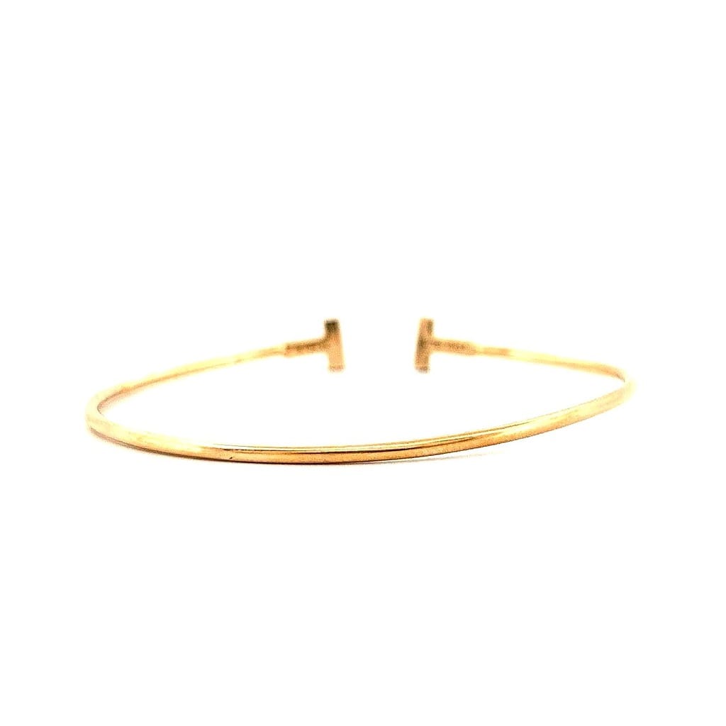 18K Tiffany & Co. T- Narrow Wire Bracelet 7" 2