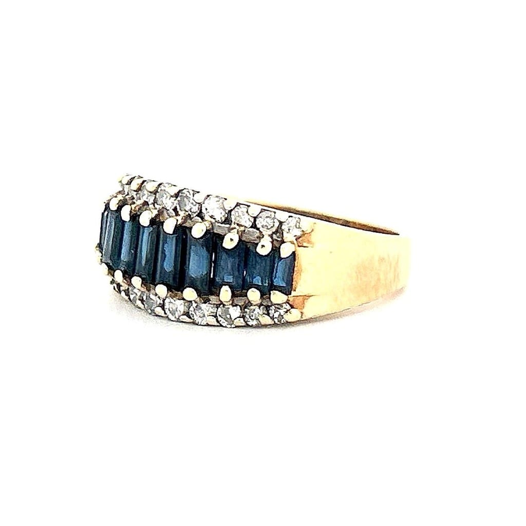 14K Yellow Gold Sapphire & 0.44ctw Diamond Ring Sz 6 2