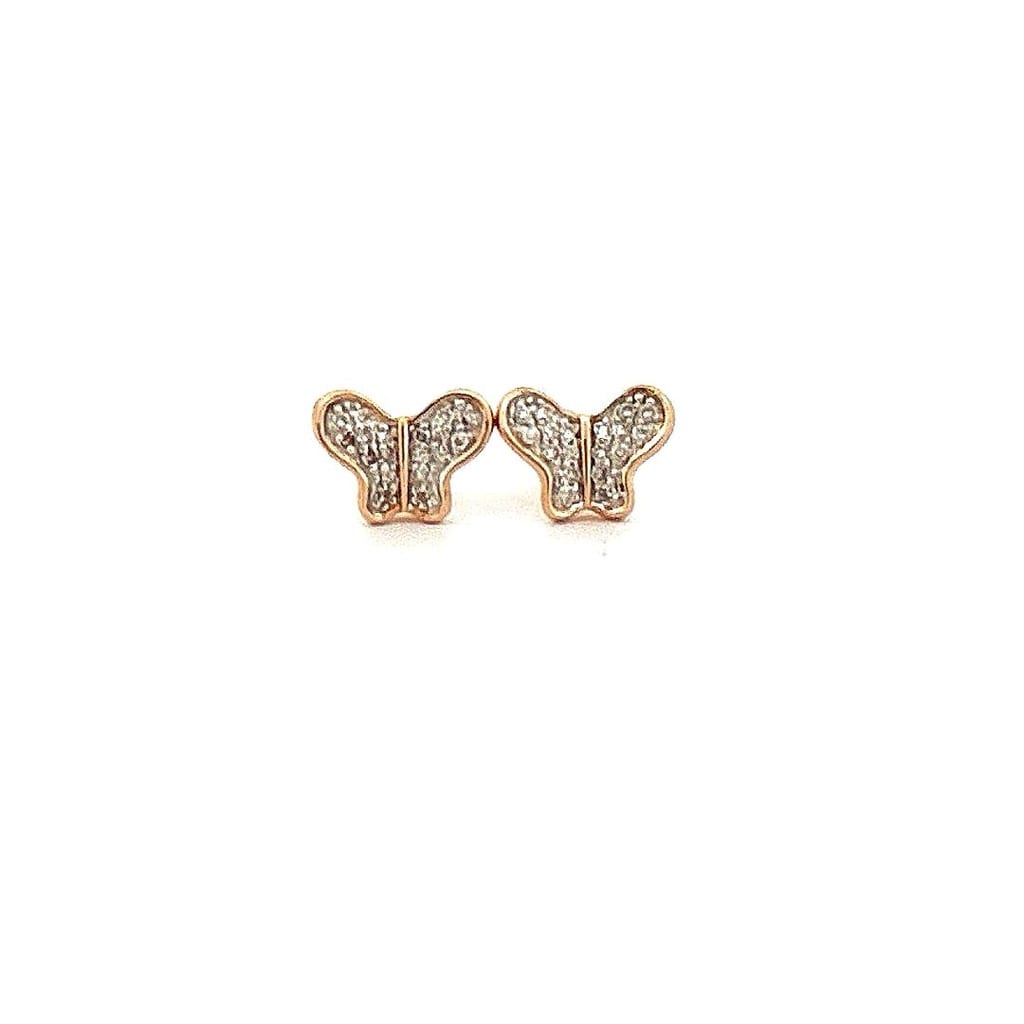 14K Rose Gold 0.18 ctw Diamond Butterfly Stud Earrings 2