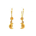 21K Yellow Gold Crescent Moon Dangle Earrings 2