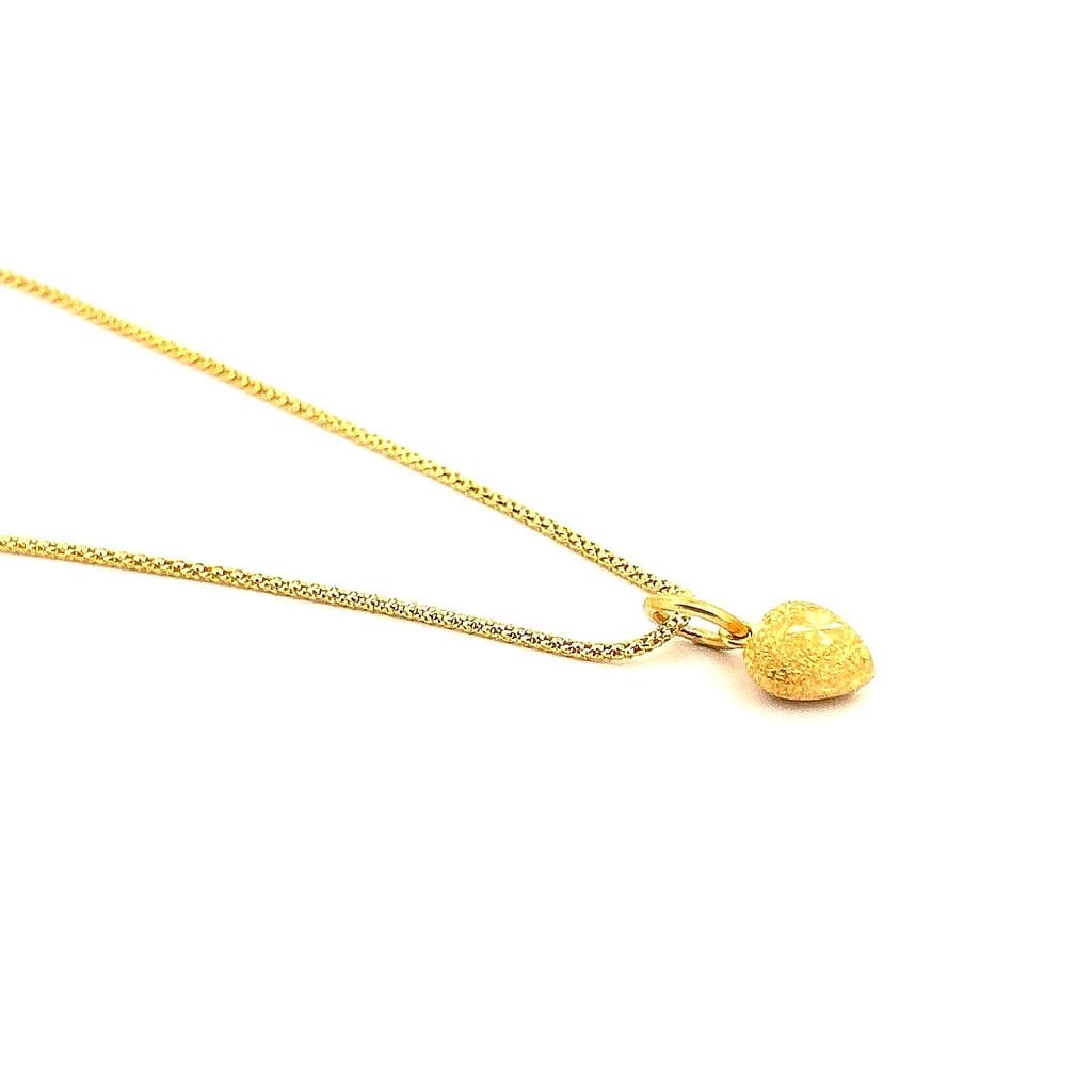 18K Yellow Gold Mesh Chain with Heart Pendant 3