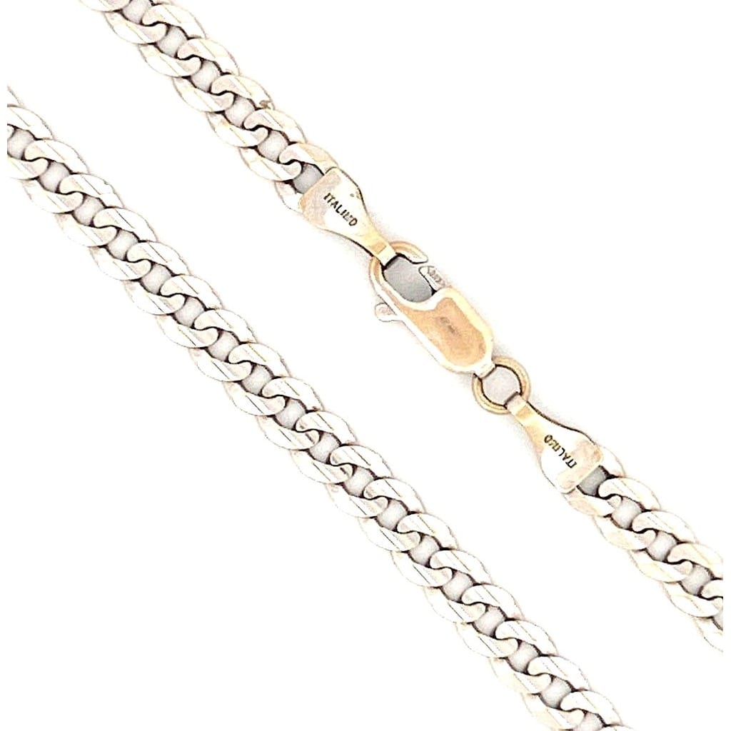 14K White Gold Curb Bracelet 7.25": 3