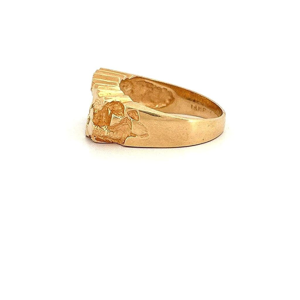 14K Yellow Gold .48 ctw Diamond Men's Nugget Ring Sz 9 3