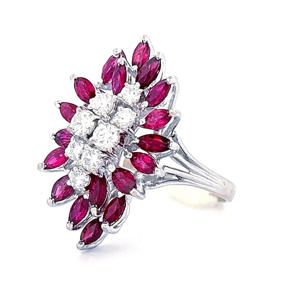 Vintage 14K White Gold 0.55 ctw Diamond and Ruby Ring Sz 7 3