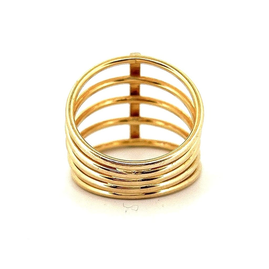 14K Two-Tone Gold 5 Row Ring Sz 9 3