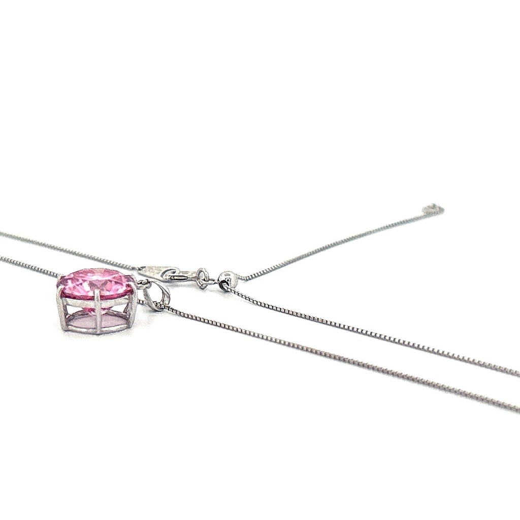 18K White Gold Pink Moissanite Adjustable Necklace 3