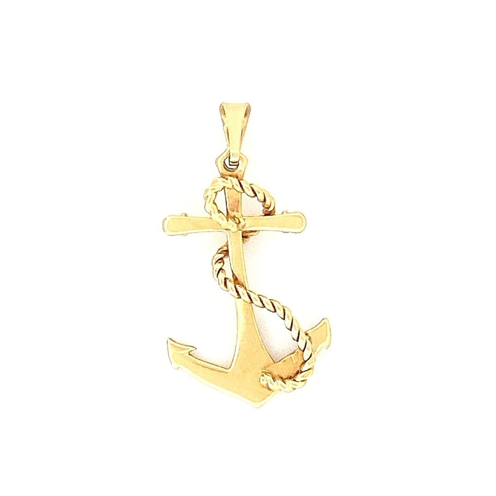 14K Yellow Gold Anchor Pendant 3