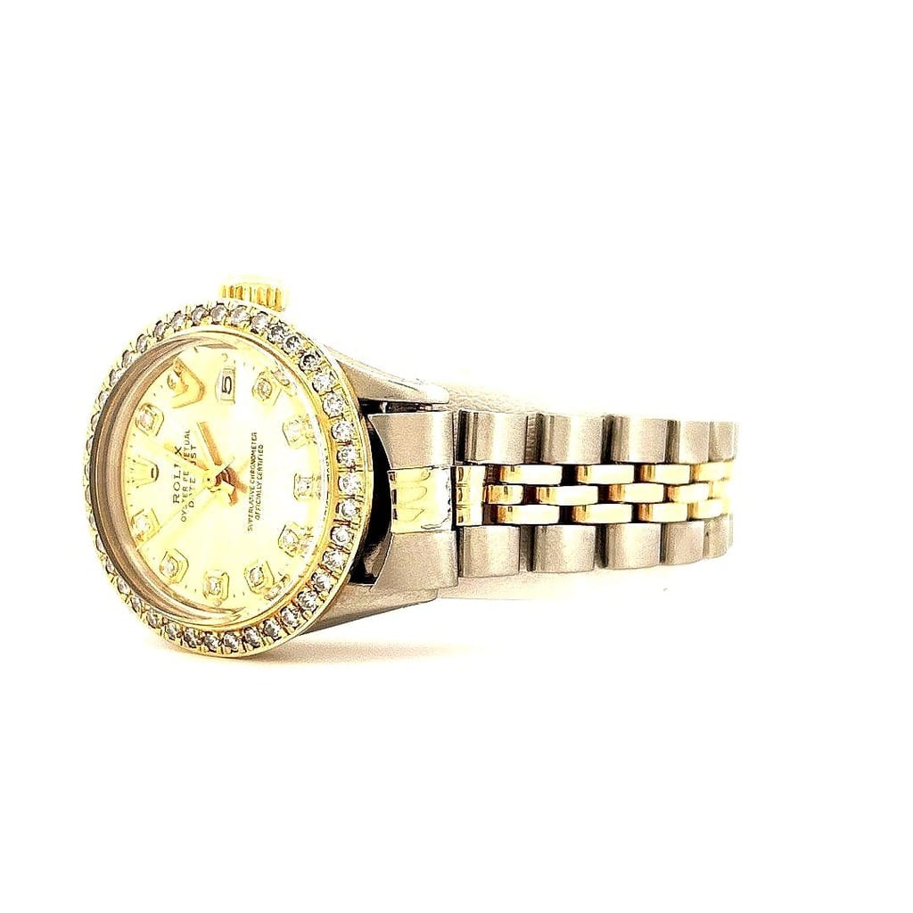 Vintage Rolex Ladies Datejust Ref 6517 Champagne T/T with Diamond Bezel 3