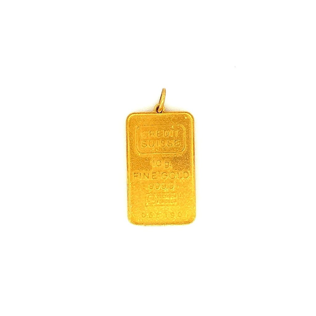 24K Yellow Gold 5g Pamp Suisse Lady Fortuna Bar set in 14K Yellow Gold 1.80ctw Diamond Bezel Pendant 3