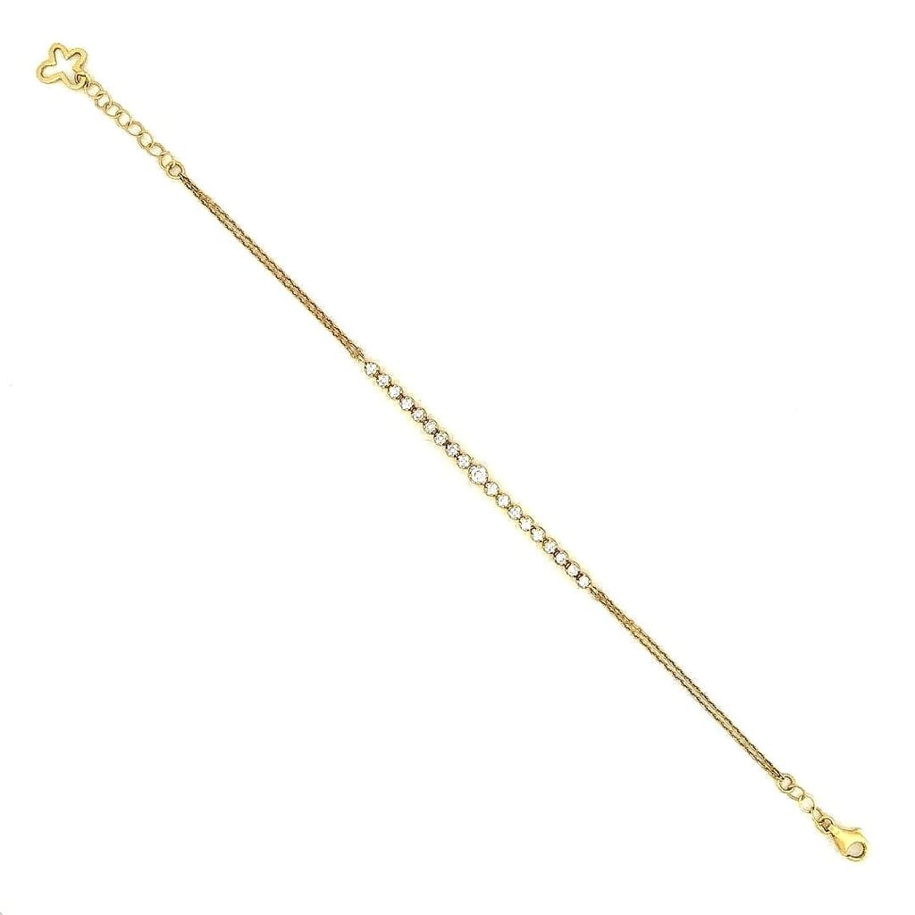 20K Yellow Gold 0.60ctw Diamond Bracelet with Butterfly 7.5" 3